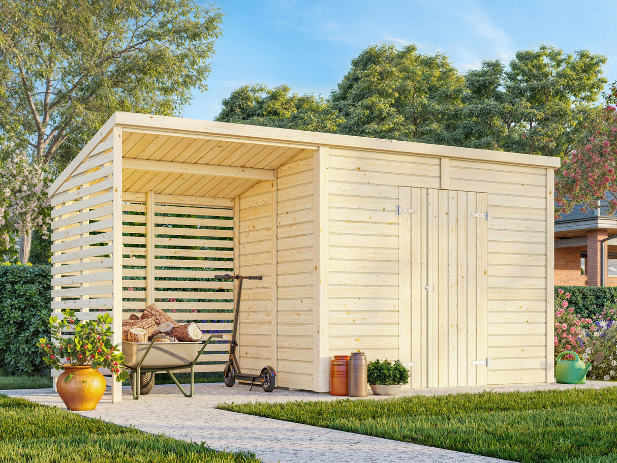 Leif XL (4.6x1.7m | 4.5+2.9m2) Spacious Garden Shed - Palmako UK