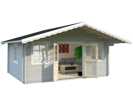 Helena L (5.3x4.1m | 18.6m2 | 70mm) Double Glazed Traditional Log Cabin with Roof Overhang
