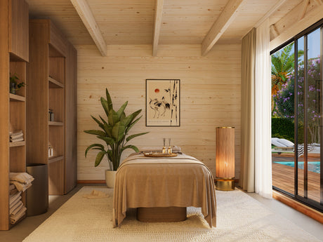 Lydia L (4.5x3.5m | 14.4m2 | 28mm) Summer House with Sliding Doors - Palmako UK