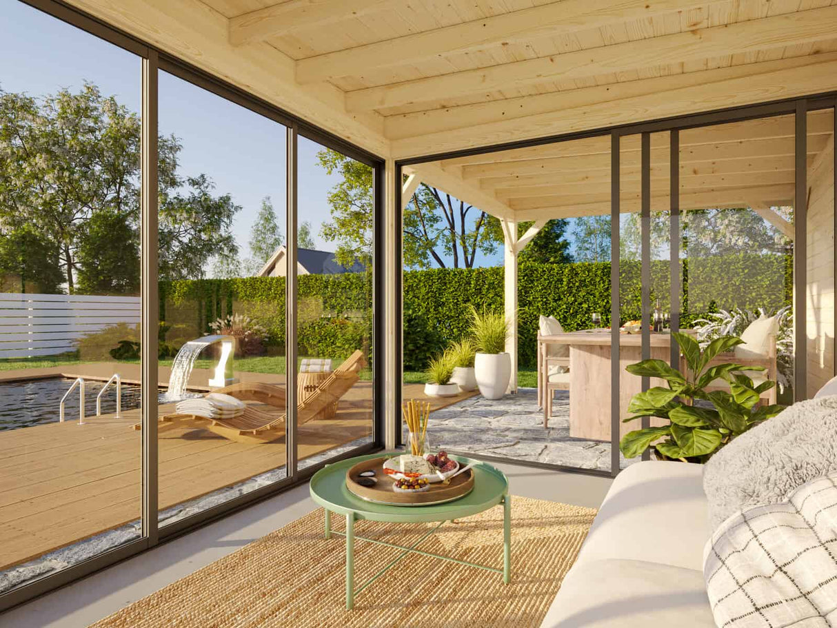 Lenna 406/706 (6x3m | 16.6m2) Glass Garden Room With Sliding Doors (Double Glazing Available)