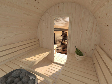 Anita M (2.2x2.5m | 1.3+0.7m2 | 42mm) Timber Garden Barrel Sauna