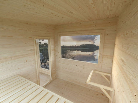 Sanna M (3,7x2.3m | 6.8m2 | 44mm) Modern Garden Sauna with Dressing Room