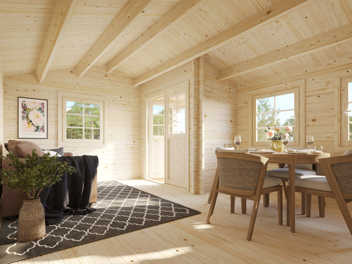 Susanna M (5.3x4m | 16.4m2 | 44mm) Traditional Homestead Log Cabin
