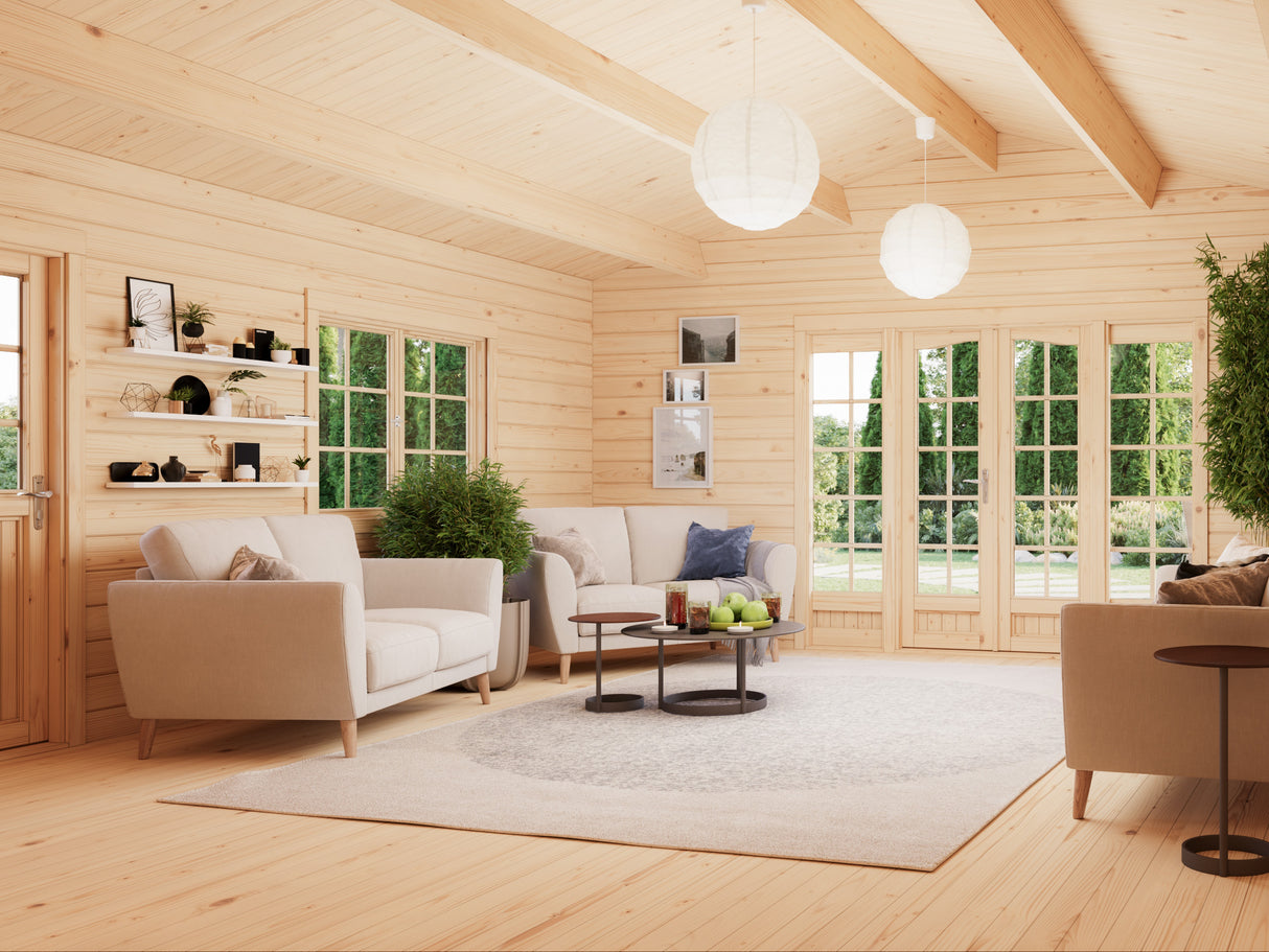 Irene XXL (5.6x5.6m | 27.7m2 | 70mm) Summer House Log Cabin - Palmako UK