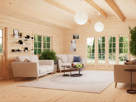 Irene XXL (5.6x5.6m | 27.7m2 | 70mm) Summer House Log Cabin - Palmako UK