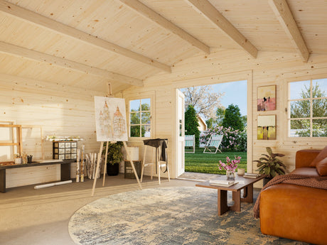 Klara L (5x3.8m | 17.0m2 | 28mm) Under 2.5m Garden Log Cabin