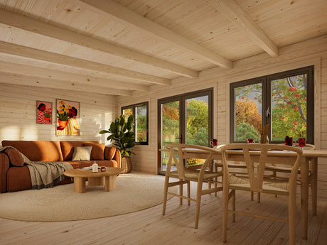 Lisandra L(5,5x4m|19,4m2|44mm ) Garden House with Aluminium Doors and Windows