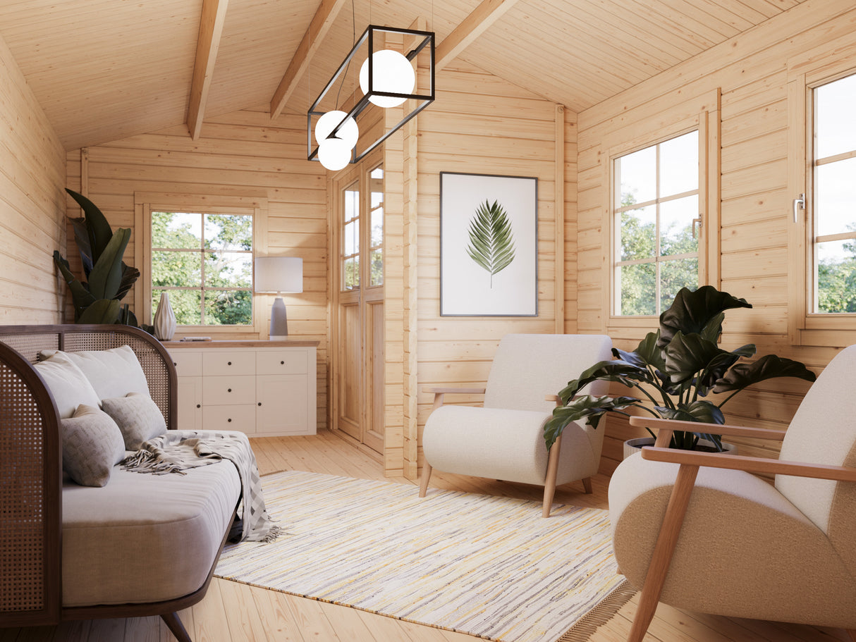 Susanna S (5.3x3.2m | 12.4m2 | 44mm) Traditional Homestead Log Cabin - Palmako UK