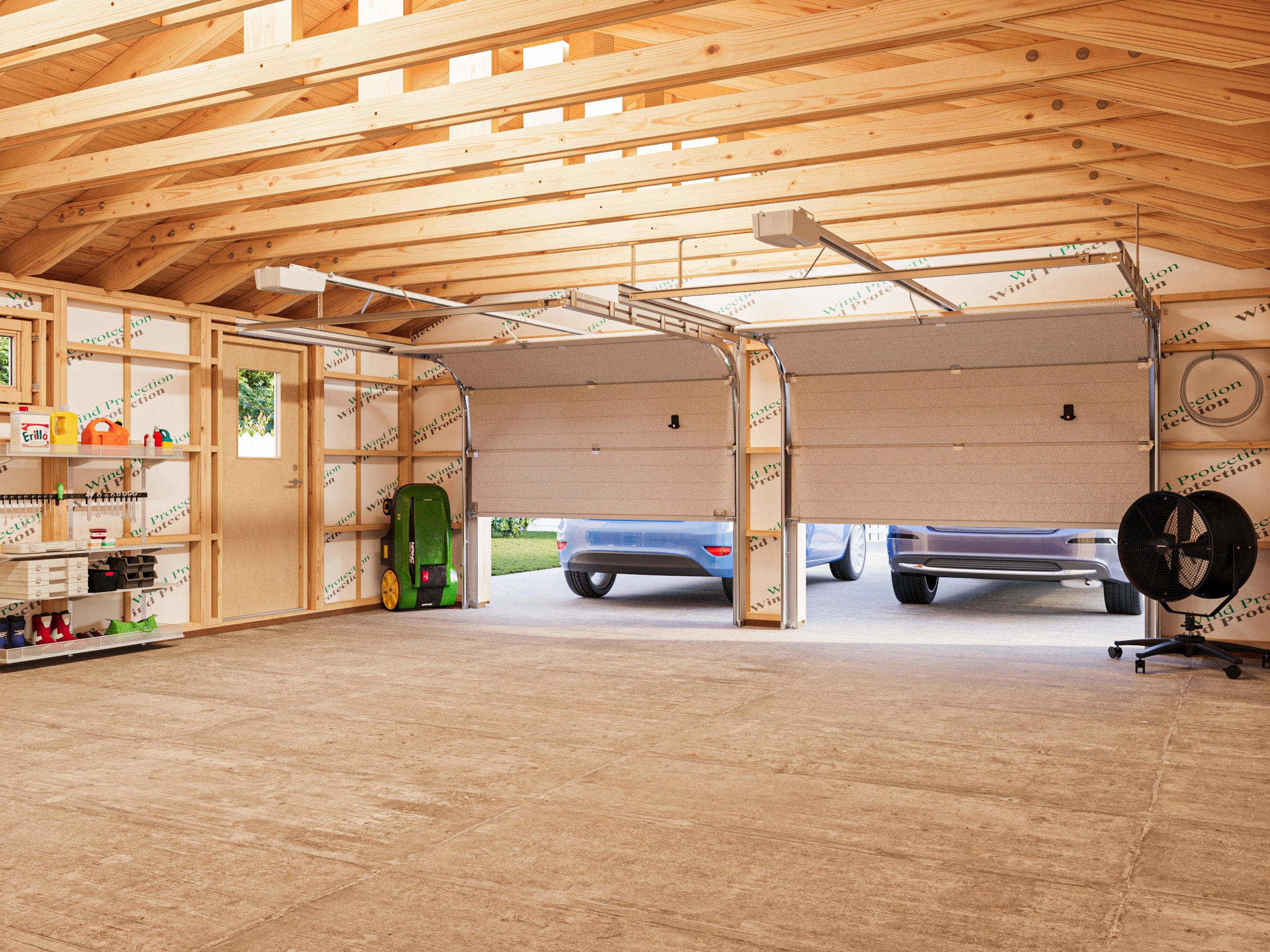 Andre L (6.7x7.4m | 44.7m2) Large Timber Double Garage with Sectional