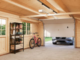 Roger XS (3.8x5.7m | 19m2 | 44mm) Compact Timber Log Garage with Sectional Door - Palmako UK
