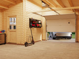 Roger M (5.3x5.7m | 21.9+5.2m2 | 44mm) Log Garage with Sectional Door and Canopy - Palmako UK