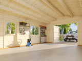 Roger S (4.7x5.7m | 23.9m2 | 44mm) Log Garage with Wooden Gate - Palmako UK