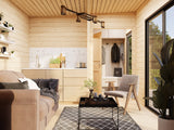 Cecilia S (5,2x3,3m | 14,2m2 | 70mm) 2-Room Modern Log Cottage with Aluminium Doors and Windows - Palmako UK