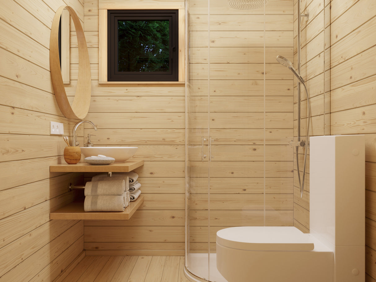 Cecilia M (7,8x3,3m | 21,8m2 | 70mm) 3-Room Modern Log Cottage with Aluminium Doors and Windows