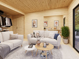 Cecilia L (5,6x5,6m | 27,2m2 | 70mm) Spacious 2,5-Room Modern Log Cottage with Aluminium Doors and Windows - Palmako UK