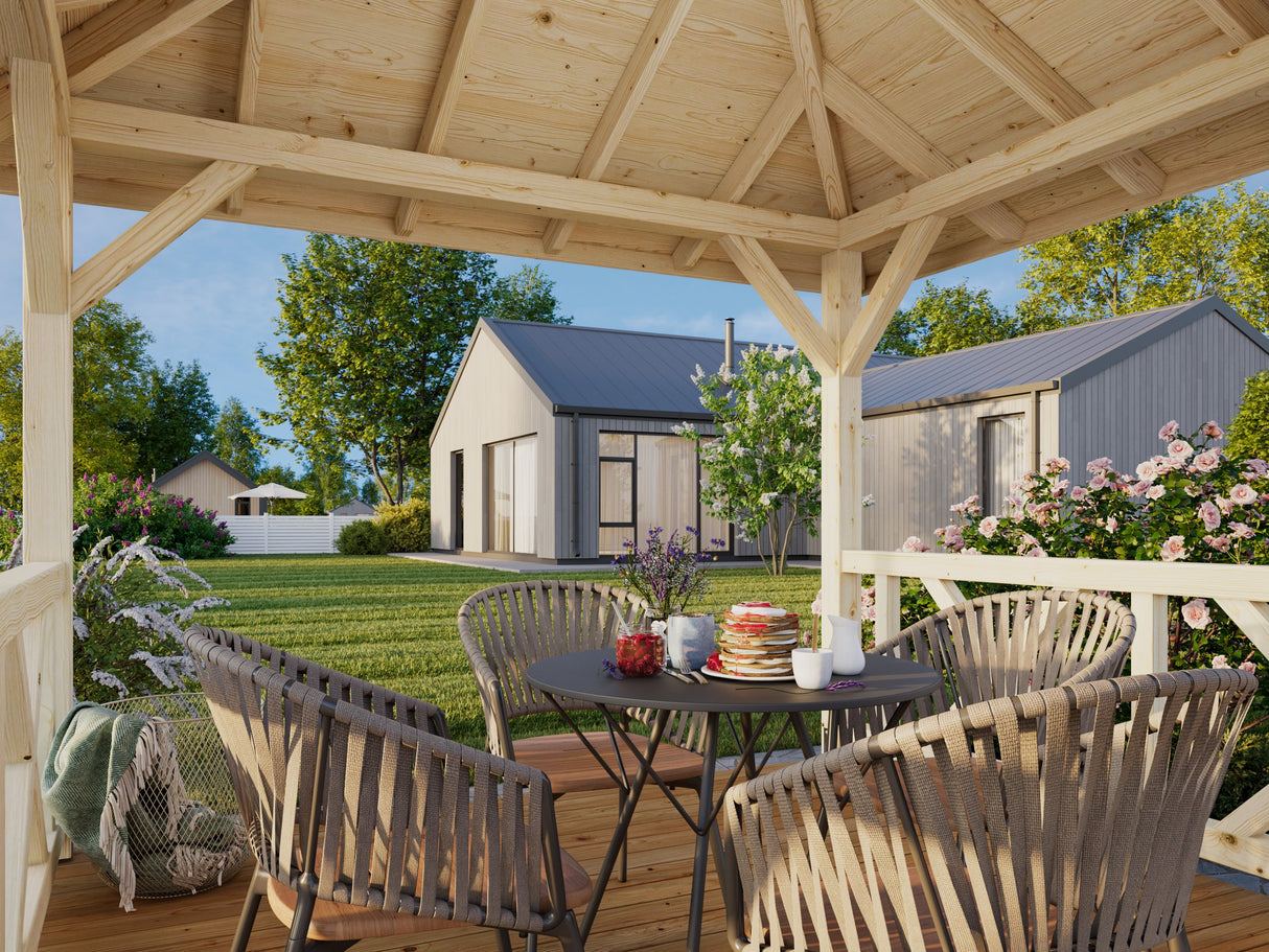 Betty XS (3x3m | 9.0m2) Square Wooden Gazebo - Palmako UK