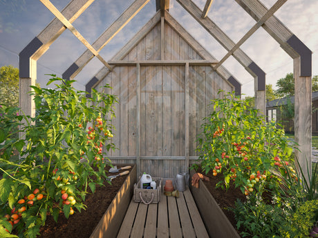 Emilia S+ (2,4x4,3m|5,4+4m2|18mm ) Compact Greenhouse with Shed - Pressure Treated