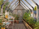 Emilia M+ (2,4x5,5m|8,2+4,0m2|18mm ) Greenhouse with Tool Shed - Pressure Treated - Palmako UK