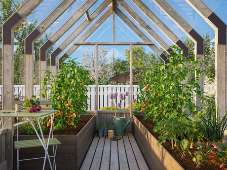 Emilia M (2.4x3.6m | 8.2m2 | 18mm) Modern Greenhouse (Pressure Treated) - Palmako UK