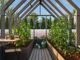 Emilia M (2.4x3.6m | 8.2m2 | 18mm) Modern Greenhouse (Painted Grey or Pressure Treated)
