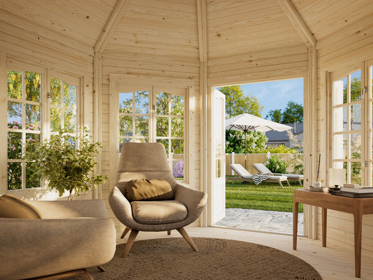 Veronica 7 (3.4x4.1m | 9.2m2 | 34mm) Octagonal Garden Pavilion - Palmako UK