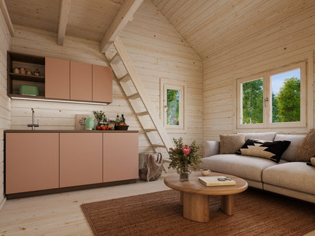 Leila 2 (6,2x5m | 20,0+10,4 m2 | 70 mm) Log Sauna House with Mezzanine Sleeping Loft