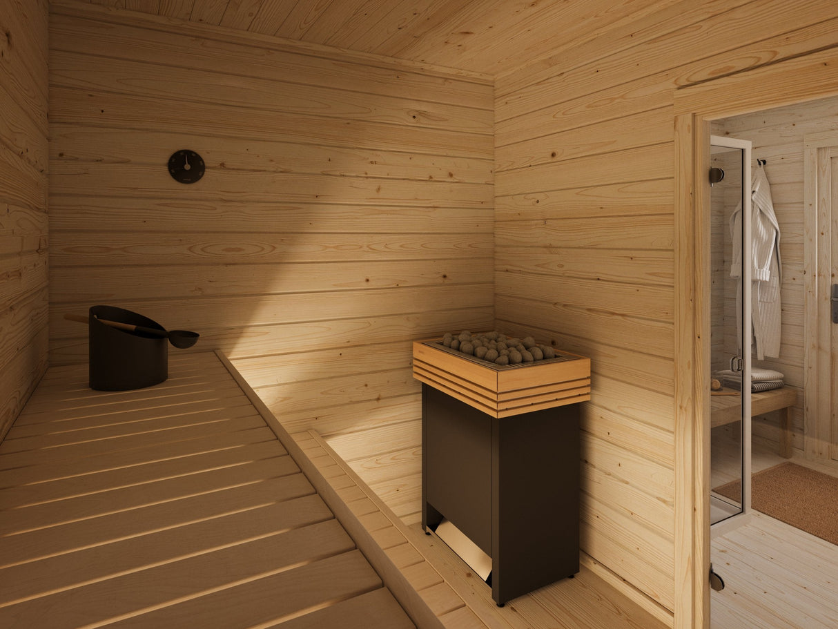 Leila 2 (6,2x5m | 20,0+10,4 m2 | 70 mm) Log Sauna House with Mezzanine Sleeping Loft