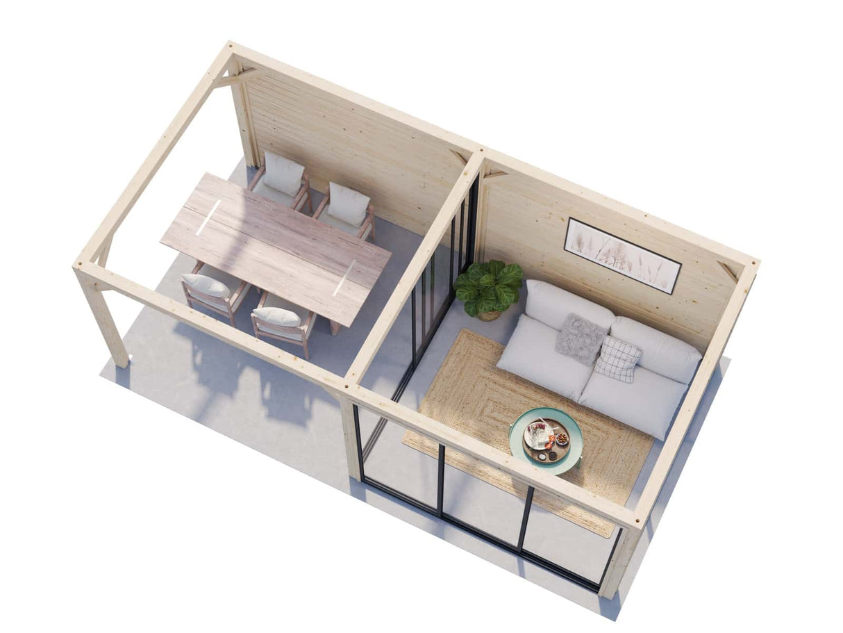 Bianca 206/506 (6x3m | 16.6m2) Garden Room With Three Sliding Glass Walls and Canopy (Double Glazing Available)