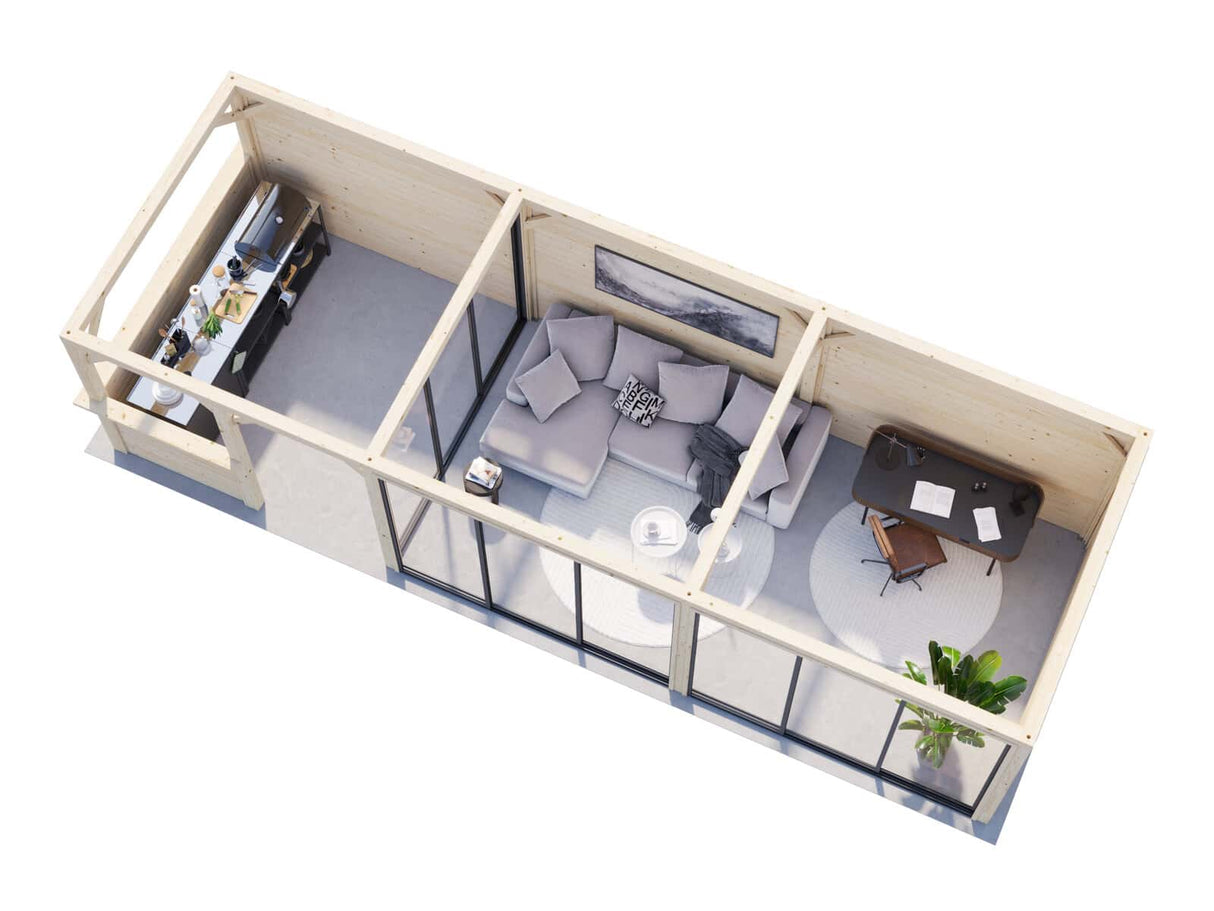 Lenna 419/719 (9x3m | 24.9m2) Glass Garden Room With Sliding Doors (Double Glazing Available)