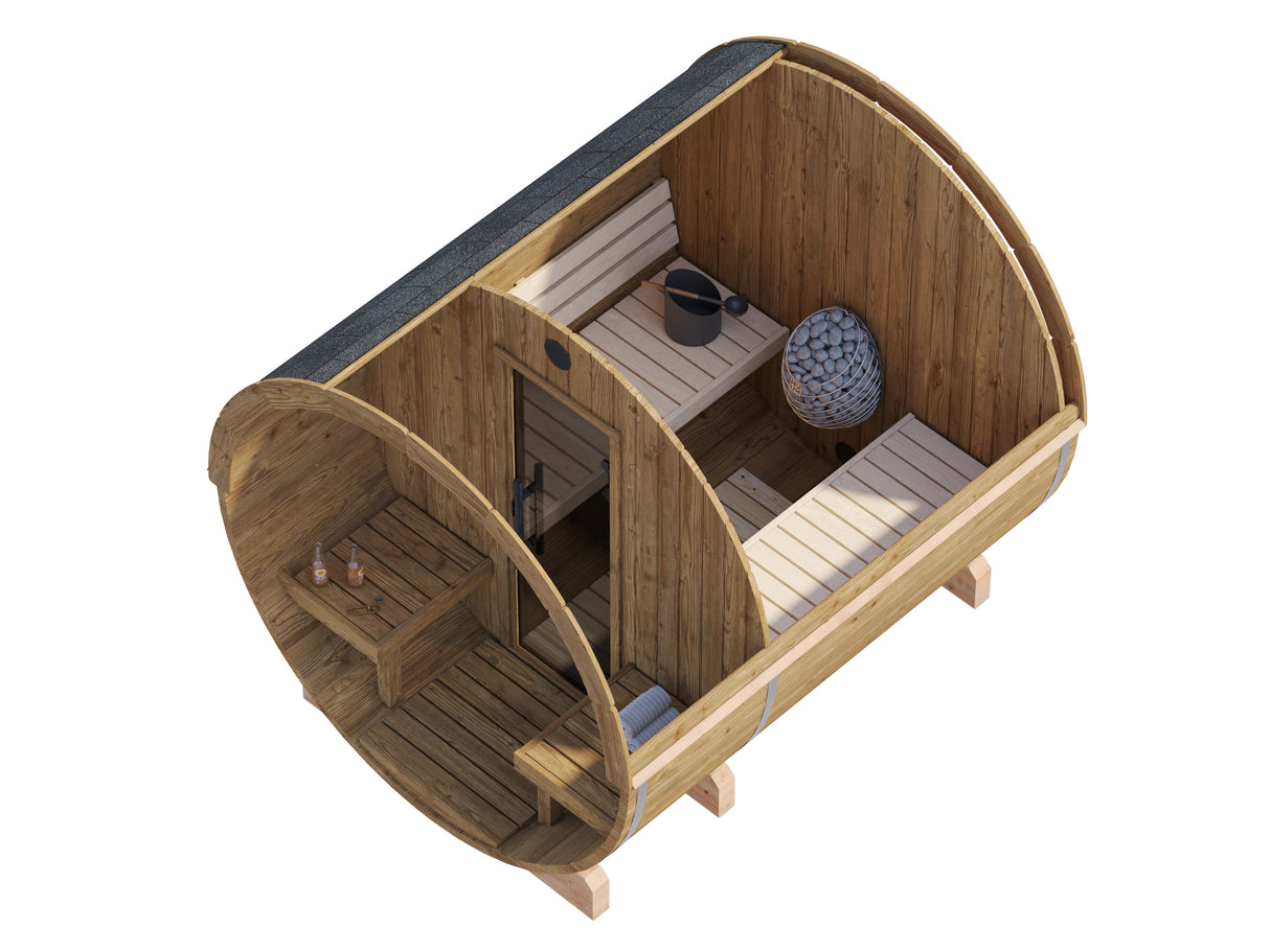 ANITA Thermo M (2,2x2,5m|1,3m2|42mm) Thermowood Barrel Sauna