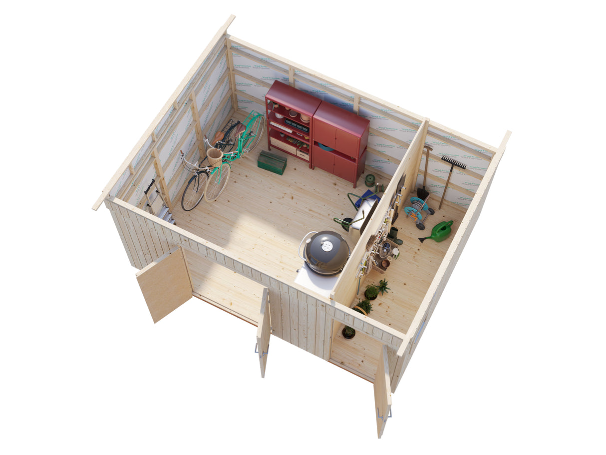 Kalle M (4.5x3.3m2 | 13.5m2) Two Room Pent Shed - Palmako UK