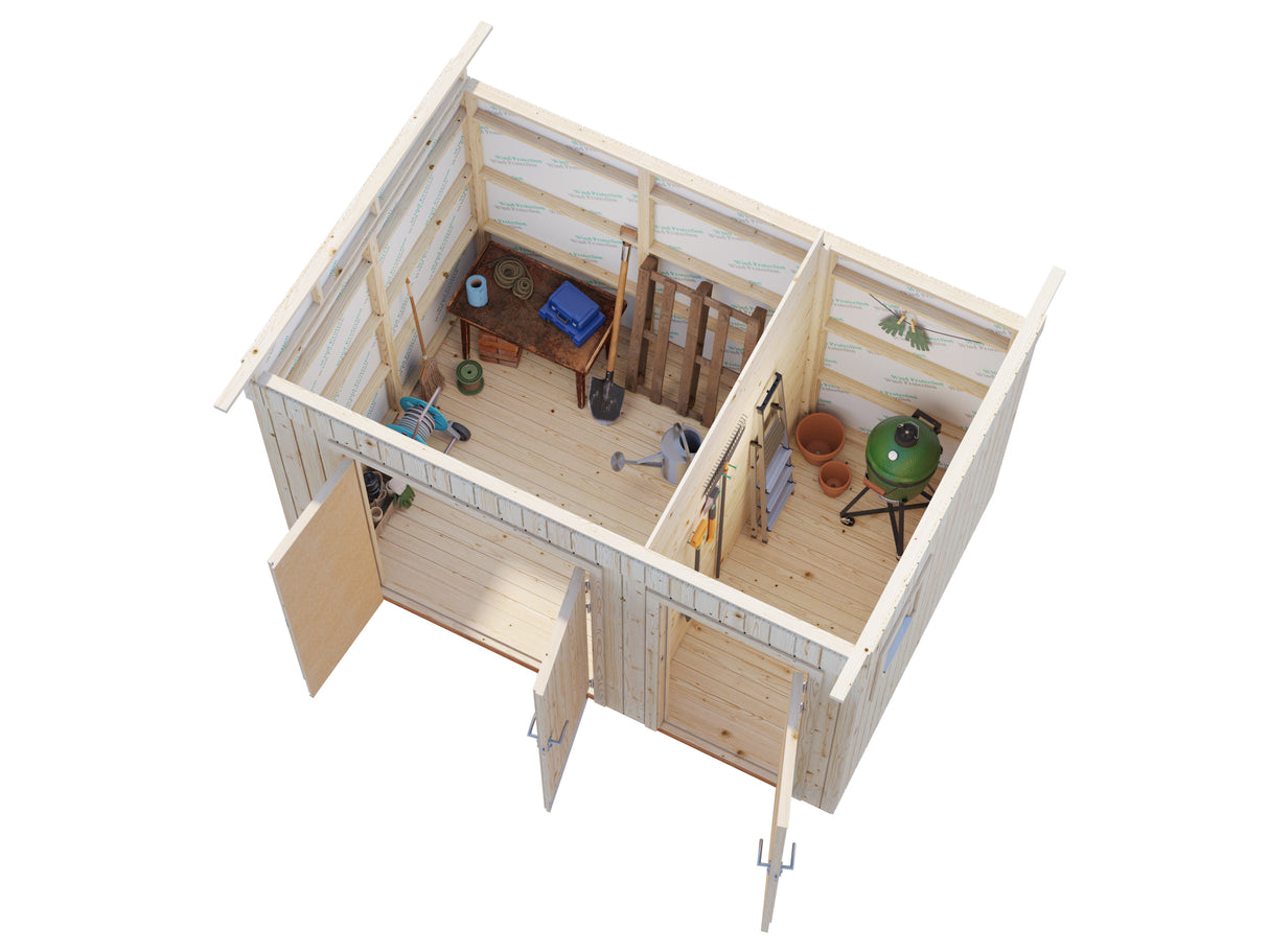 Kalle S (3.4x2.2m | 6.6m2) Modern Pent Storage Shed - Palmako UK
