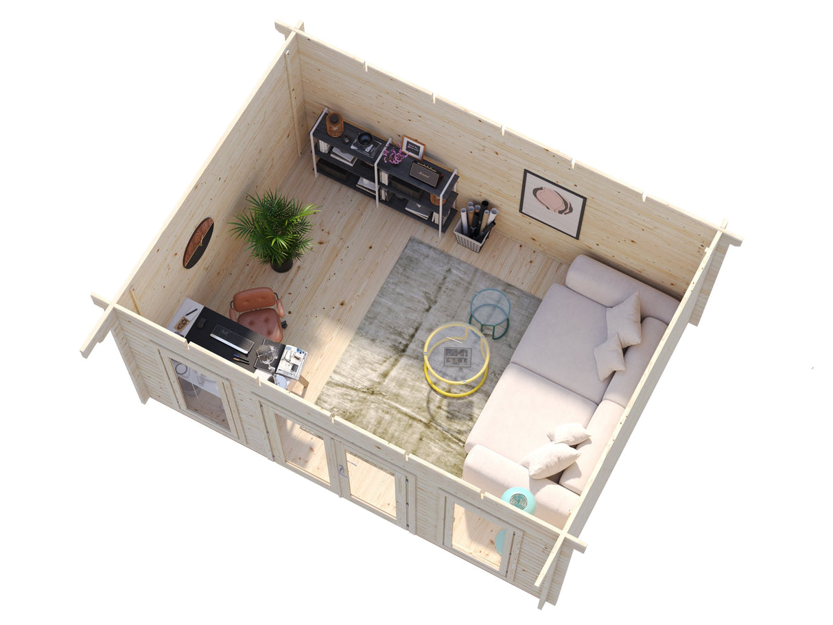 Bret S (4.8x3.6m | 14.8m2 | 44mm) Contemporary Summer House - Palmako UK