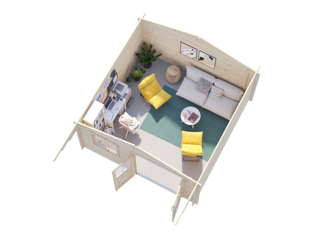 Britta S (4.1x4.1m | 14.6m2 | 40mm) Swiss Chalet Style Garden Log Cabin - Palmako UK