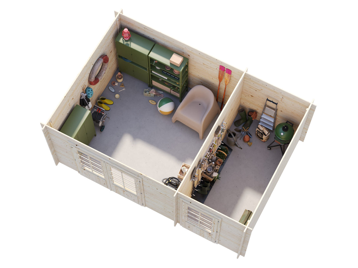 Ella (4.7x3.2m | 13.1m2 | 28mm) Two Room  Summer House - Palmako UK