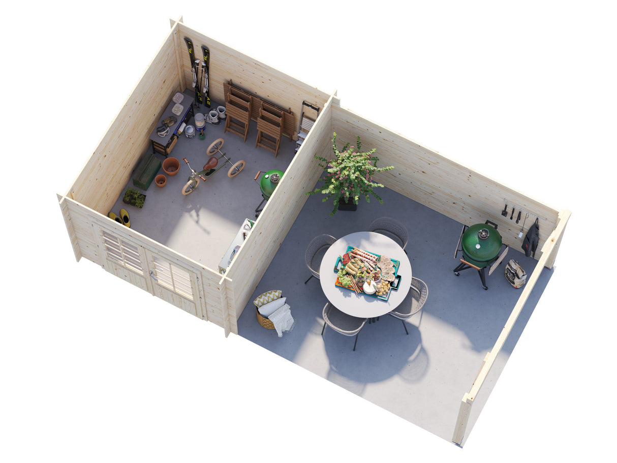 Ella (6.1x3.2m | 6.9+10.0m2 | 28mm) Roof Summer House - Palmako UK