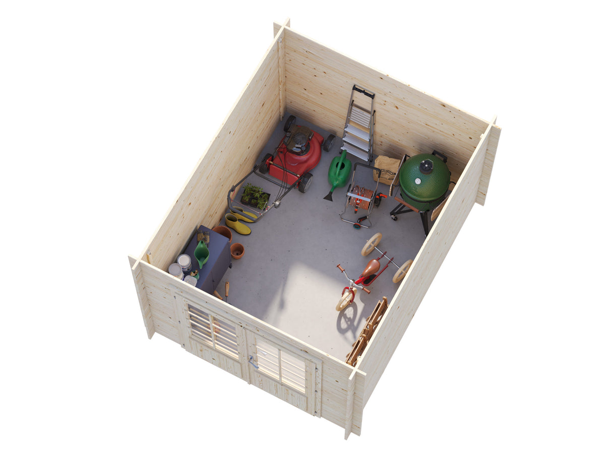 Ella (2.6x3.2m | 6.9m2 | 28mm) Small Pent Roof Summer House - Palmako UK