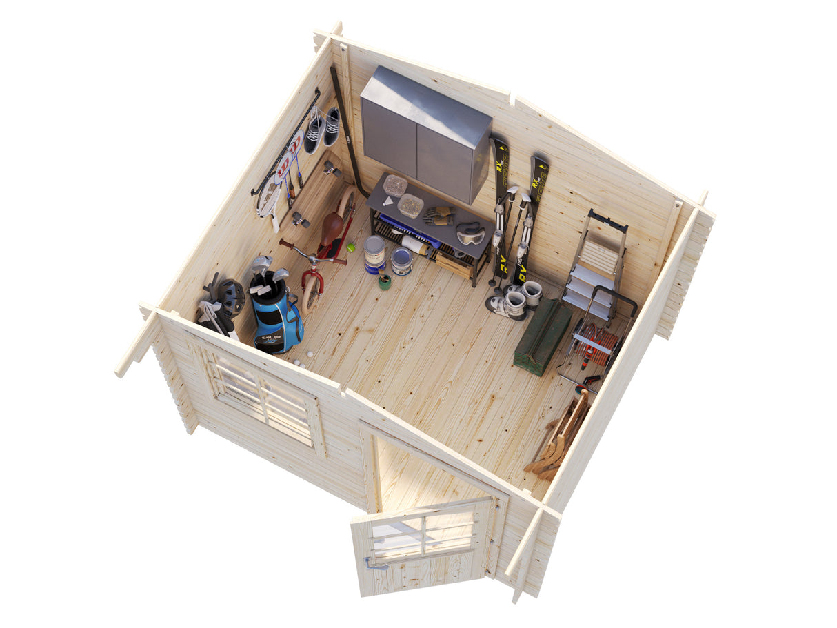 Emma S (2.6x2.2m | 4.6m2 | 28mm) Compact Alpine Style Garden Shed