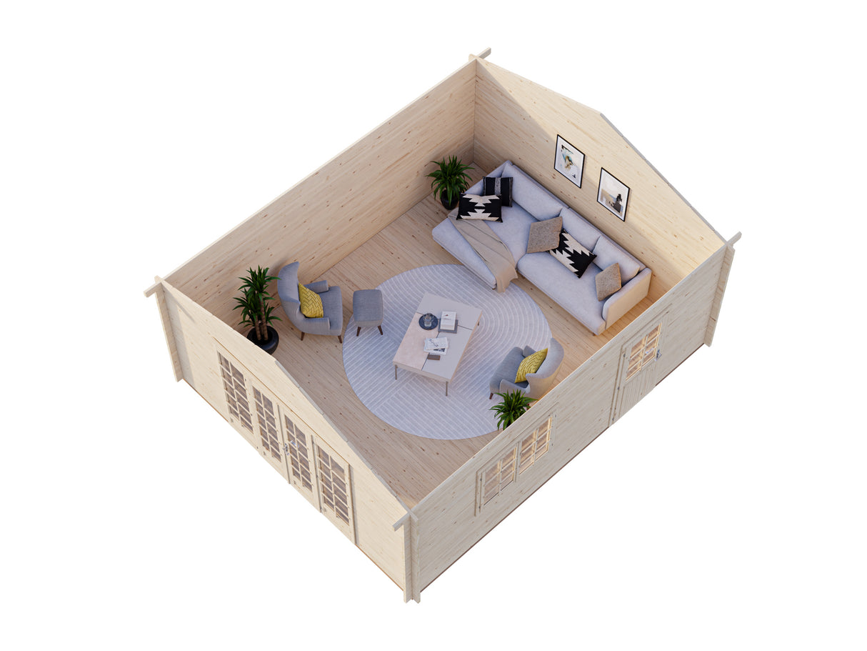 Irene L (4.7x5.7m | 23.9m2 | 44mm) Garden Log Cabin - Palmako UK