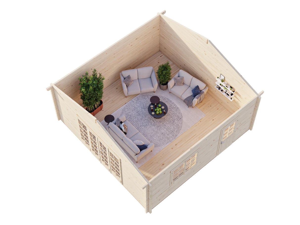 Irene XXL (5.6x5.6m | 27.7m2 | 70mm) Summer House Log Cabin - Palmako UK