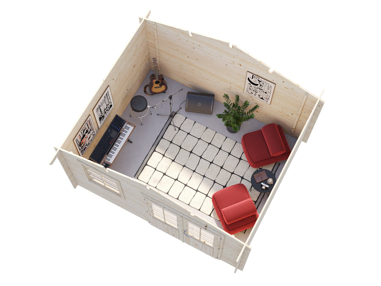 Klara M (3.5x3m | 10.4m2 | 28mm) Compact Garden Log Cabin