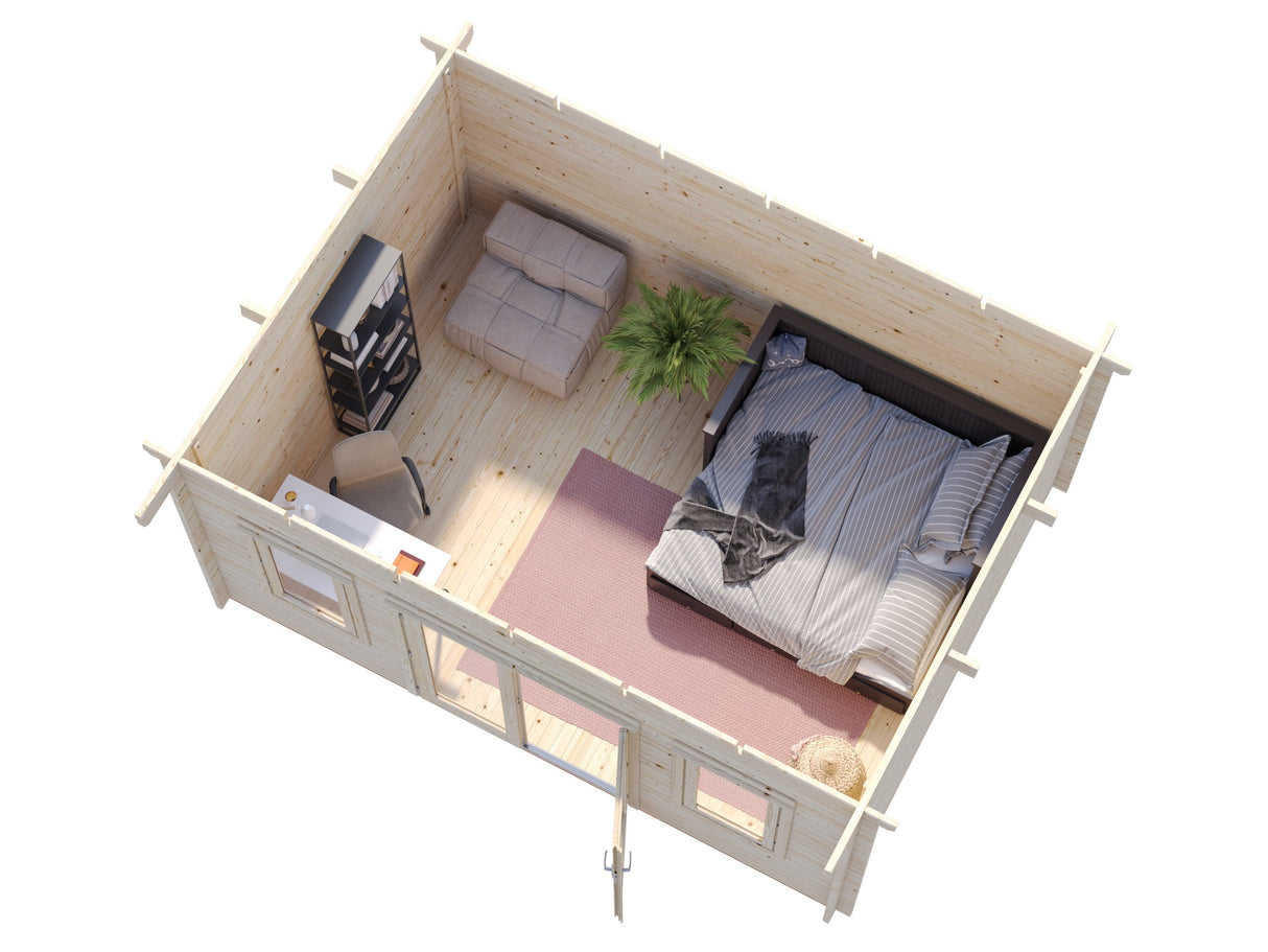 Lisa M (4.7x3.5m | 14.2m2 | 44mm) Modern Pent Garden Office (2024 Upgraded Model)