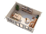 Lisandra L(5,5x4m|19,4m2|44mm ) Garden House with Aluminium Doors and Windows - Palmako UK