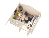 Sally XL (5.3x4.1m | 19.1m2 | 44mm) Large Scandinavian Style Log Cabin with an Overhang Roof - Palmako UK