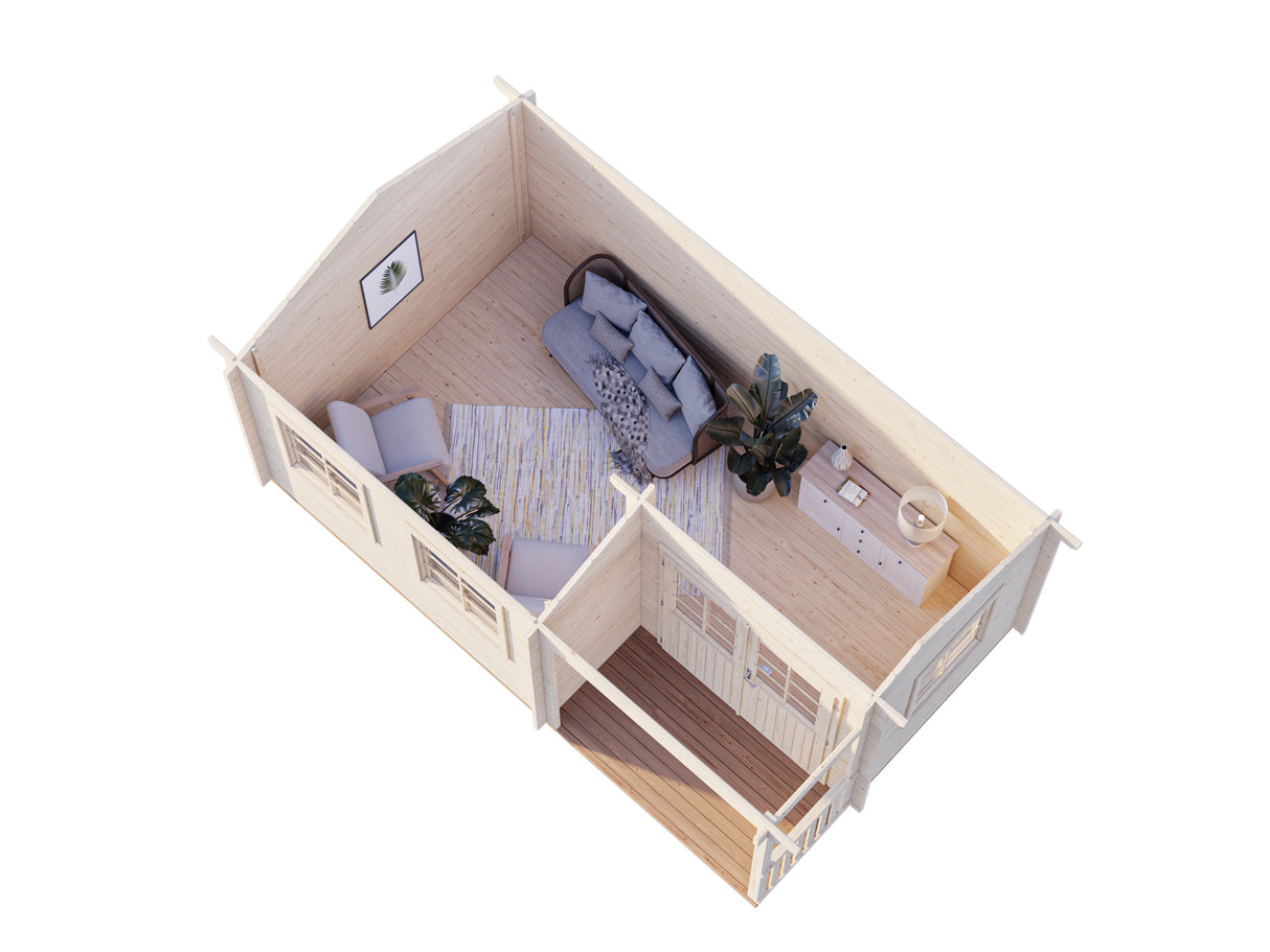 Susanna S (5.3x3.2m | 12.4m2 | 44mm) Traditional Homestead Log Cabin - Palmako UK