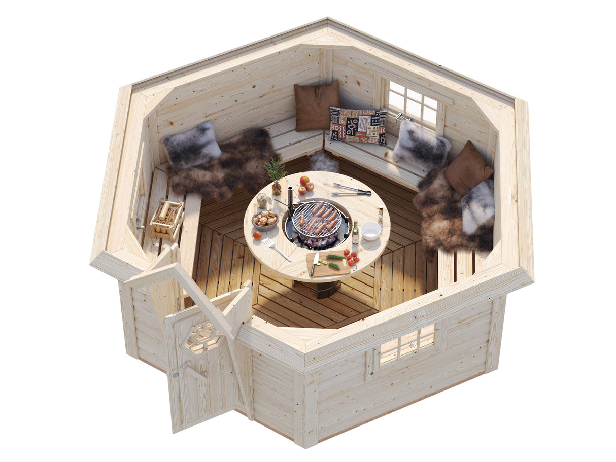 Eva S (8.7m2 | 44mm) Nordic Barbecue Hut - Palmako UK