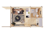 Cecilia S (5,2x3,3m | 14,2m2 | 70mm) 2-Room Modern Log Cottage with Aluminium Doors and Windows - Palmako UK