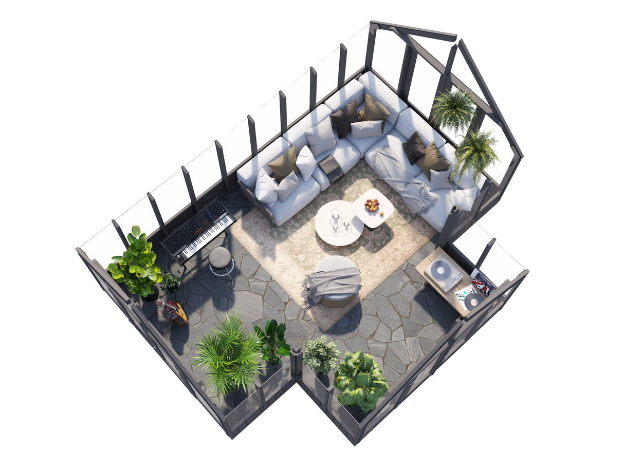 Emilia XL (4.2x5.4m | 19.1m2 | 18mm) Large T-Shaped Premium Greenhouse (Painted Grey or Pressure Treated)