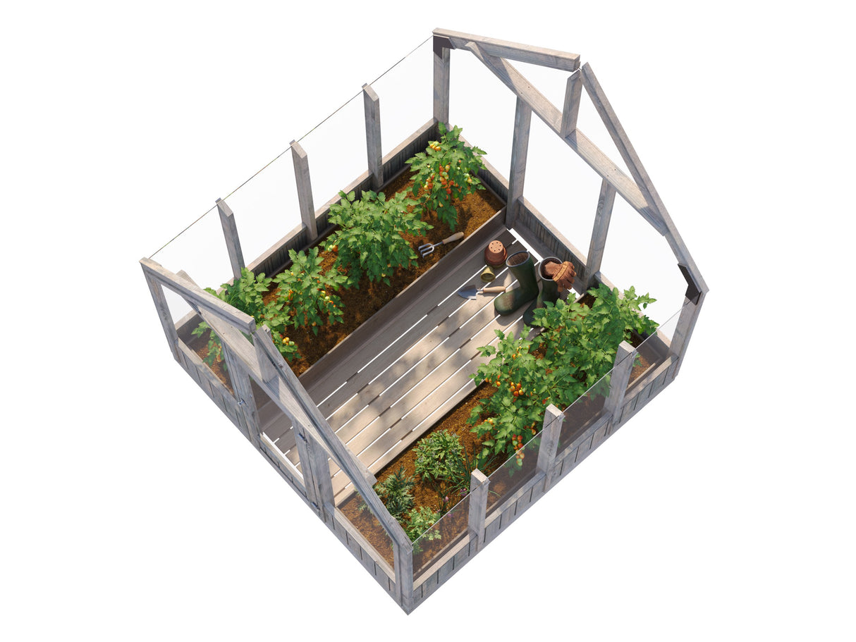 Emilia S (2.4x2.4m | 5.4m2 | 18mm) Compact Premium Greenhouse (Pressure Treated) - Palmako UK