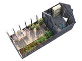 Emilia M+ (2,4x5,5m|8,2+4,0m2|18mm ) Greenhouse with Tool Shed - Painted Grey